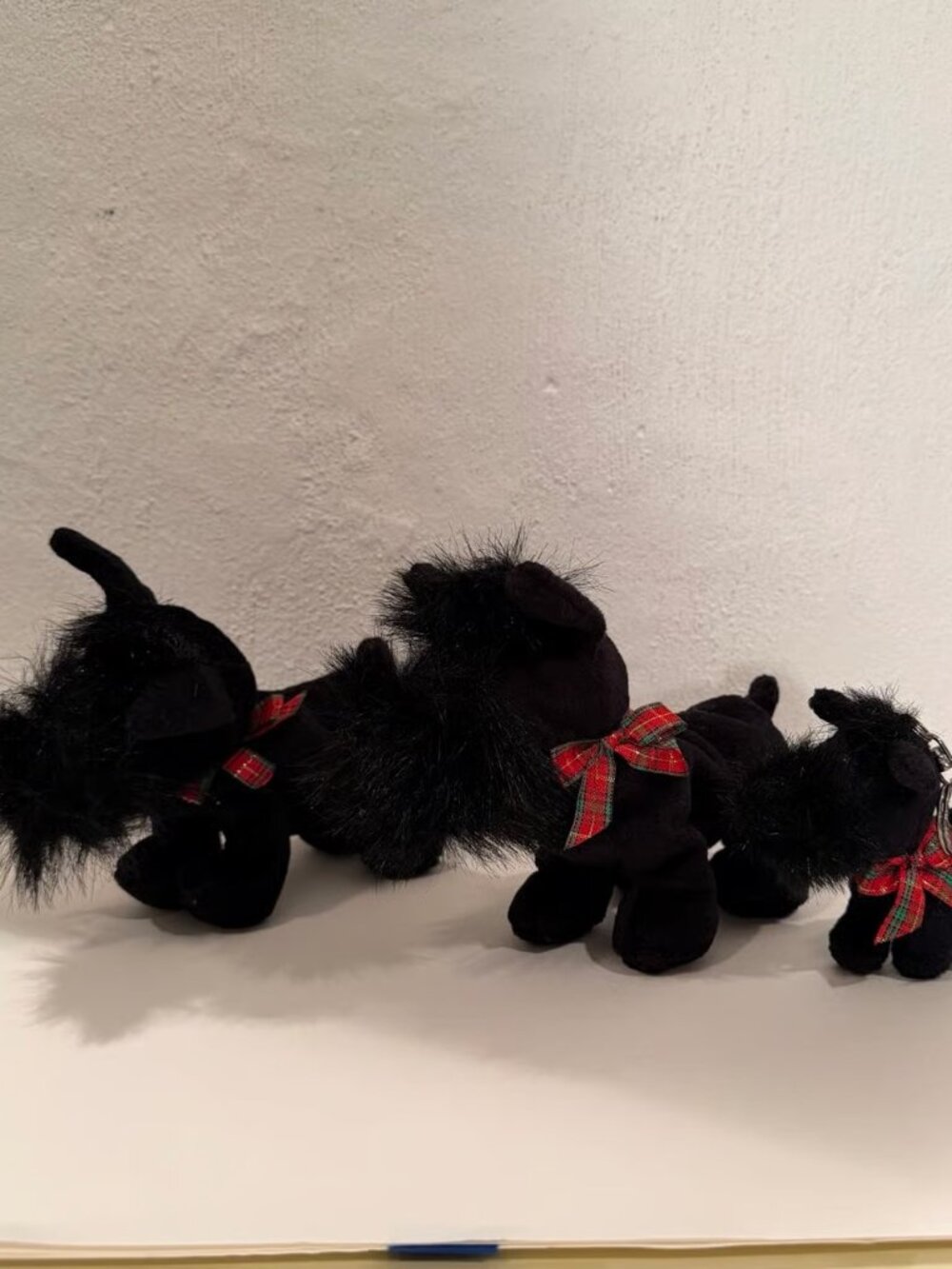 Three Avon "Full O' Beans" Scottie Dog Plushes